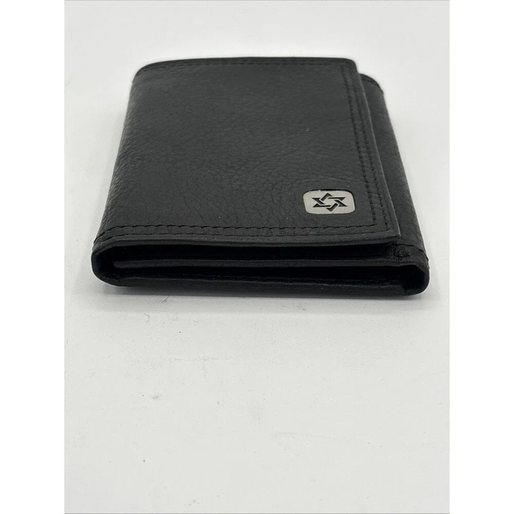 Vintage Rolf’s Men’s Black Leather Trifold Wallet Star Of David Original Box EUC